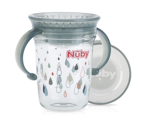 Nuby - 360° Wonder Cup met handvaten uit Tritan™ - Grijs - 240ml - 6m+