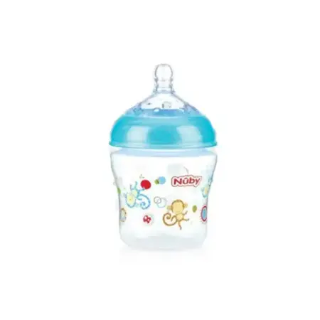Nuby - Brede Hals Fles - 180ML - aap lichtblauw