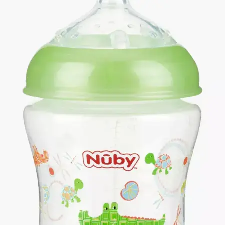 Nuby - Brede Hals Fles - 180ML - krokodil groen