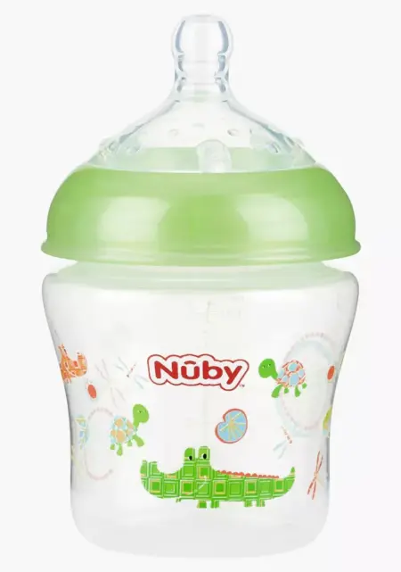 Nuby - Brede Hals Fles - 180ML - krokodil groen