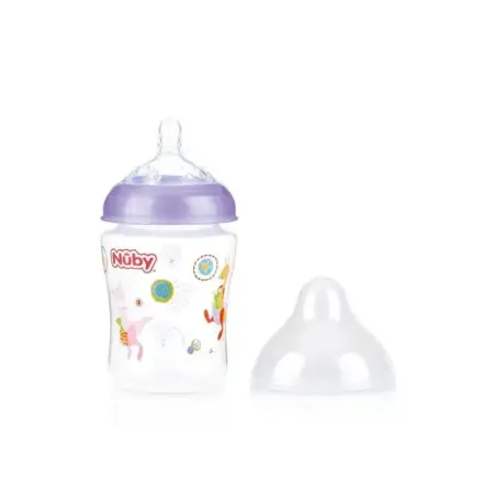 Nuby - Brede Hals Fles 270ML kangoeroe - paars