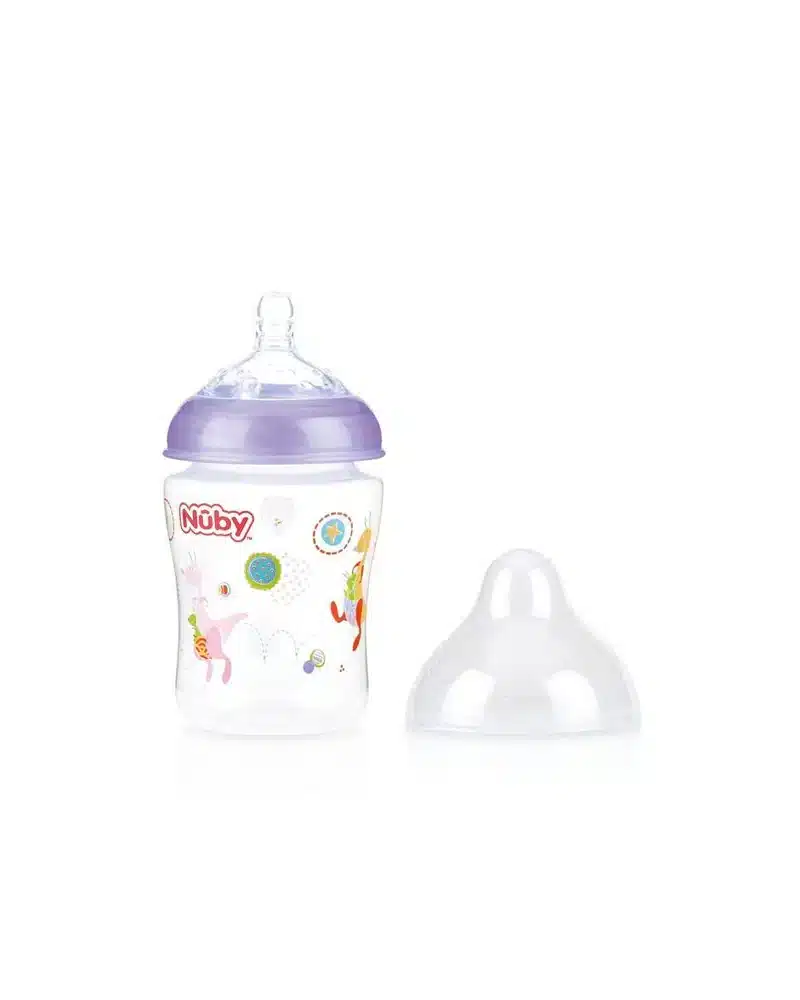 Nuby - Brede Hals Fles 270ML kangoeroe - paars