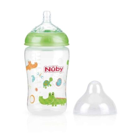 Nuby - Brede Hals Fles 270ML krokodil - groen