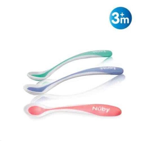 Nuby - Gepanteteerd warmtegevoelige lepels met zachte rand - 2st - 3m+