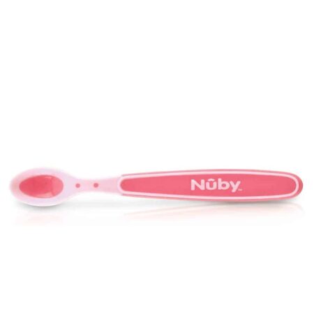 Nuby - Gepatenteerde warmtegevoelige lepels met zachte rand - Roze - 3st - 3m+