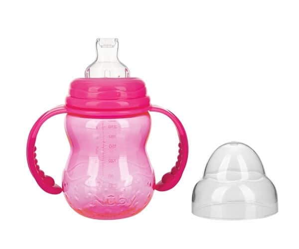 Nuby - Trainingsfles met brede nek, antikoliek drinktuit en afneembare handvaten uit Tritan™ - Vari-Flo - 240ml - 6m+