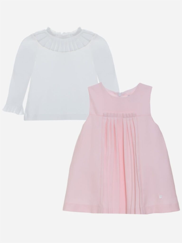 Patachou - Girl set (jurk + shirt) - Roze wit