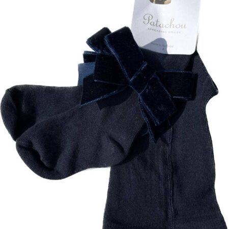 Patachou - Tights - Blauw Met Velour Strik