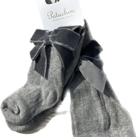 Patachou - Tights - Grijs Met Velour Strik