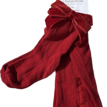 Patachou - Tights - Rood Met Velour Strik