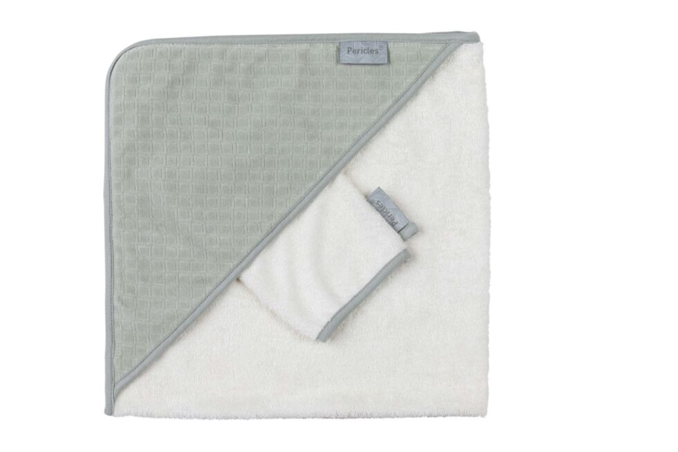 Pericles - Badcape+Washand Moss Square Off White