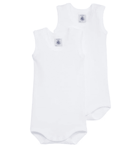 Petit Bateau - Body's 2 Pack - Zonder Mouw - Wit