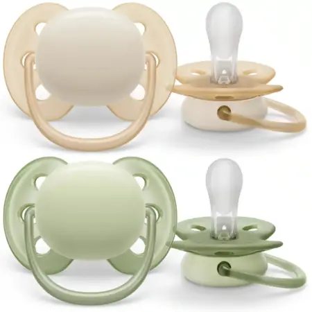 Philips-Avent - Fopspeen +0M Ultra Soft Beige/Licht groen