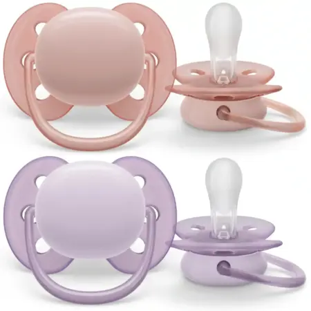 Philips-Avent - Fopspeen +0M Ultra Soft Grijs/Roze