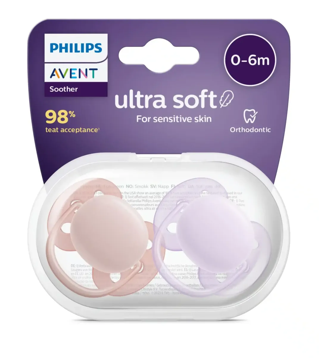 Philips-Avent - Fopspeen +0M Ultra Soft Grijs/Roze