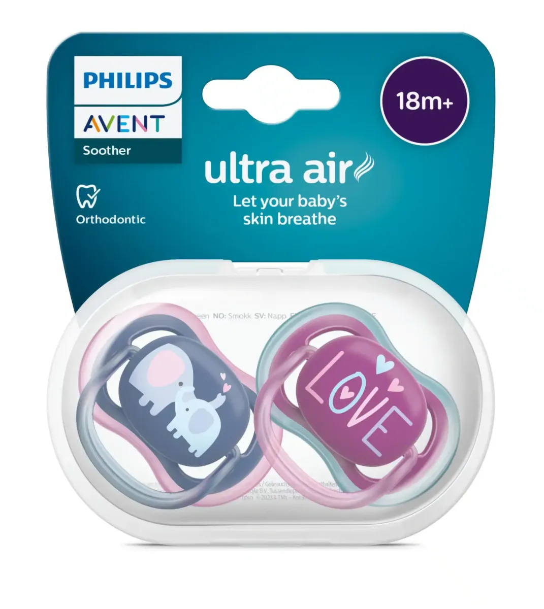 Philips-Avent - Fopspeen +18M Ultra Air Olifant/Tekst