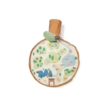 Play & Go - Opbergmand Met Speeltapijt - Zoo Terracota 140cm