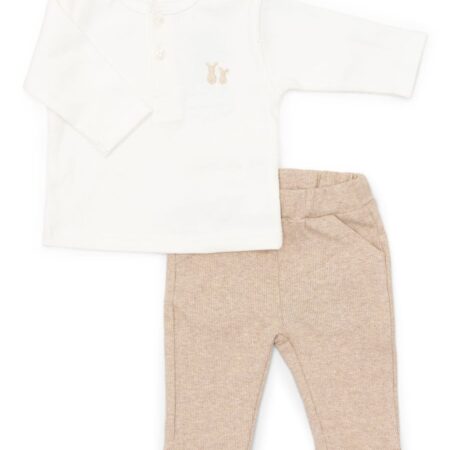 Poetree Kids - Baby set Luc Camel broekje -Off white shirt