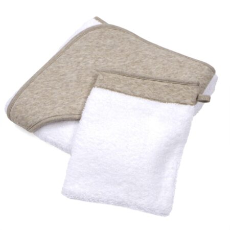 Poetree Kids - Badcape & washandje - Chevron Light Camel