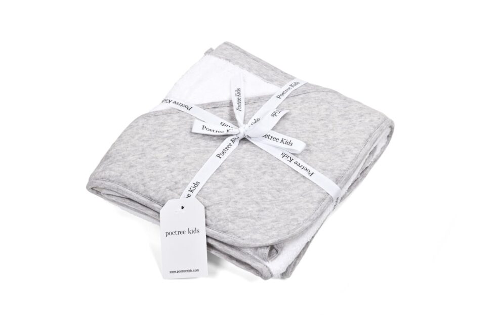 Poetree Kids - Badcape & washandje - Chevron Light Grey