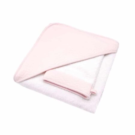 Poetree Kids - Badcape & washandje - Chevron Light Pink