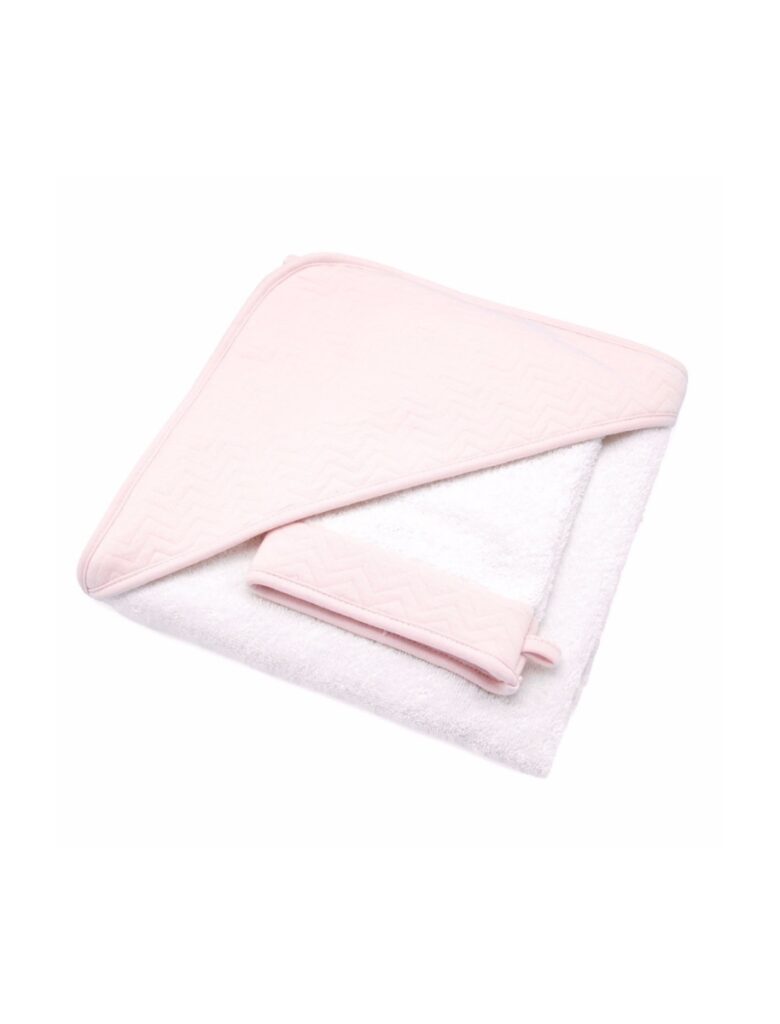 Poetree Kids - Badcape & washandje - Chevron Light Pink