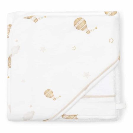 Poetree Kids - Badcape & washandje Luchtballon - Little Voyager Collection