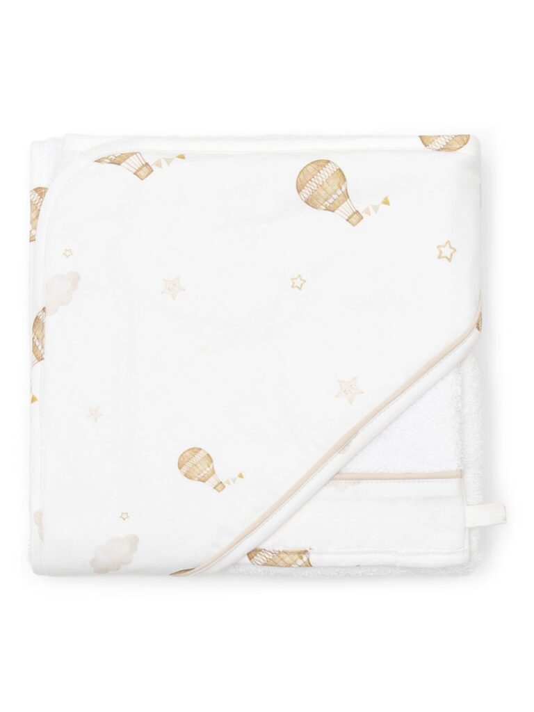 Poetree Kids - Badcape & washandje Luchtballon - Little Voyager Collection