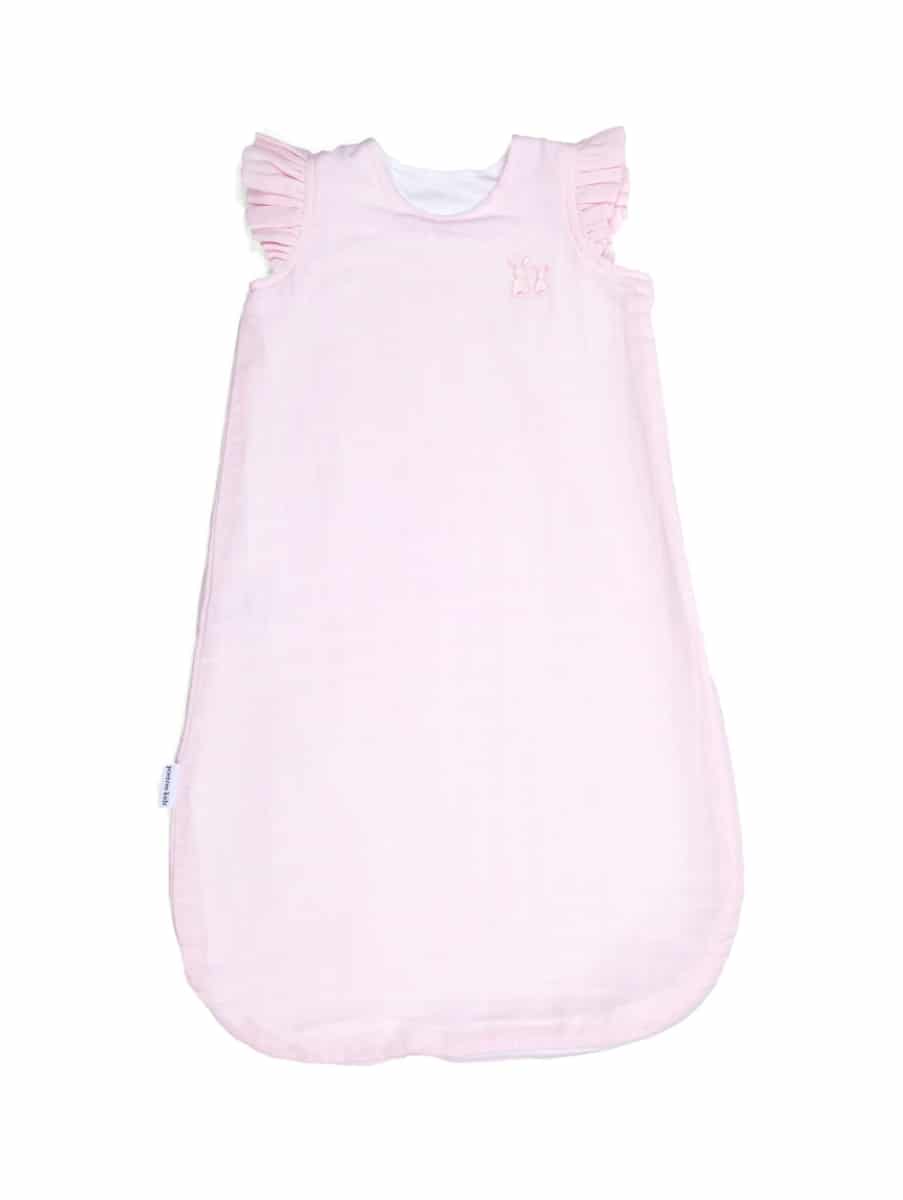 Poetree Kids - Muslin Sleepingbag Light Pink shoulder ruffle - 65cm