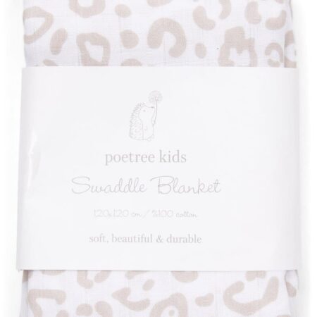 Poetree Kids - Swaddle Luipaard print camel 120x120cm