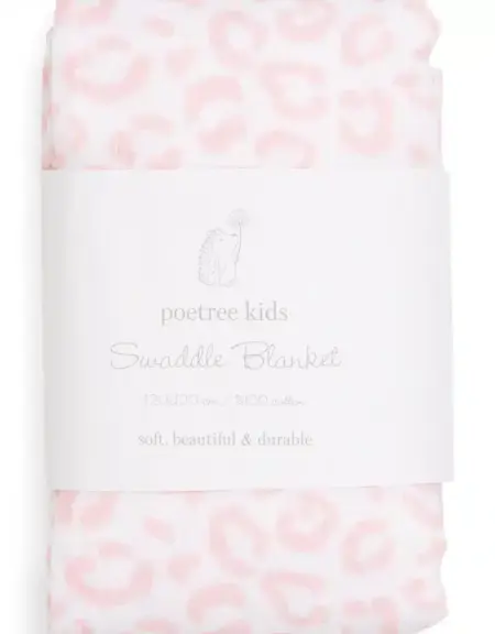 Poetree Kids - Swaddle Luipaard print roze 120x120cm