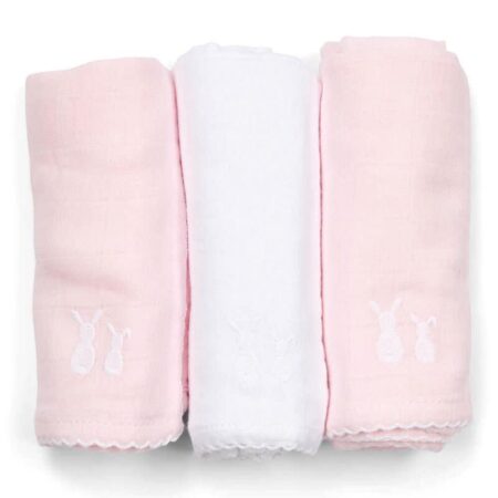 Poetree Kids - Tetra doekjes licht roze/wit/licht roze 60x60cm