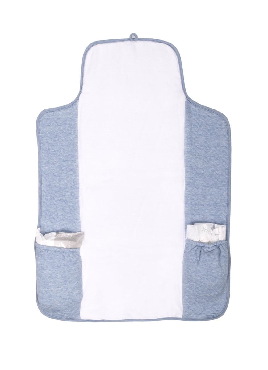 Poetree Kids - Verschoonmatje voor onderweg - Chevron Denim Blue