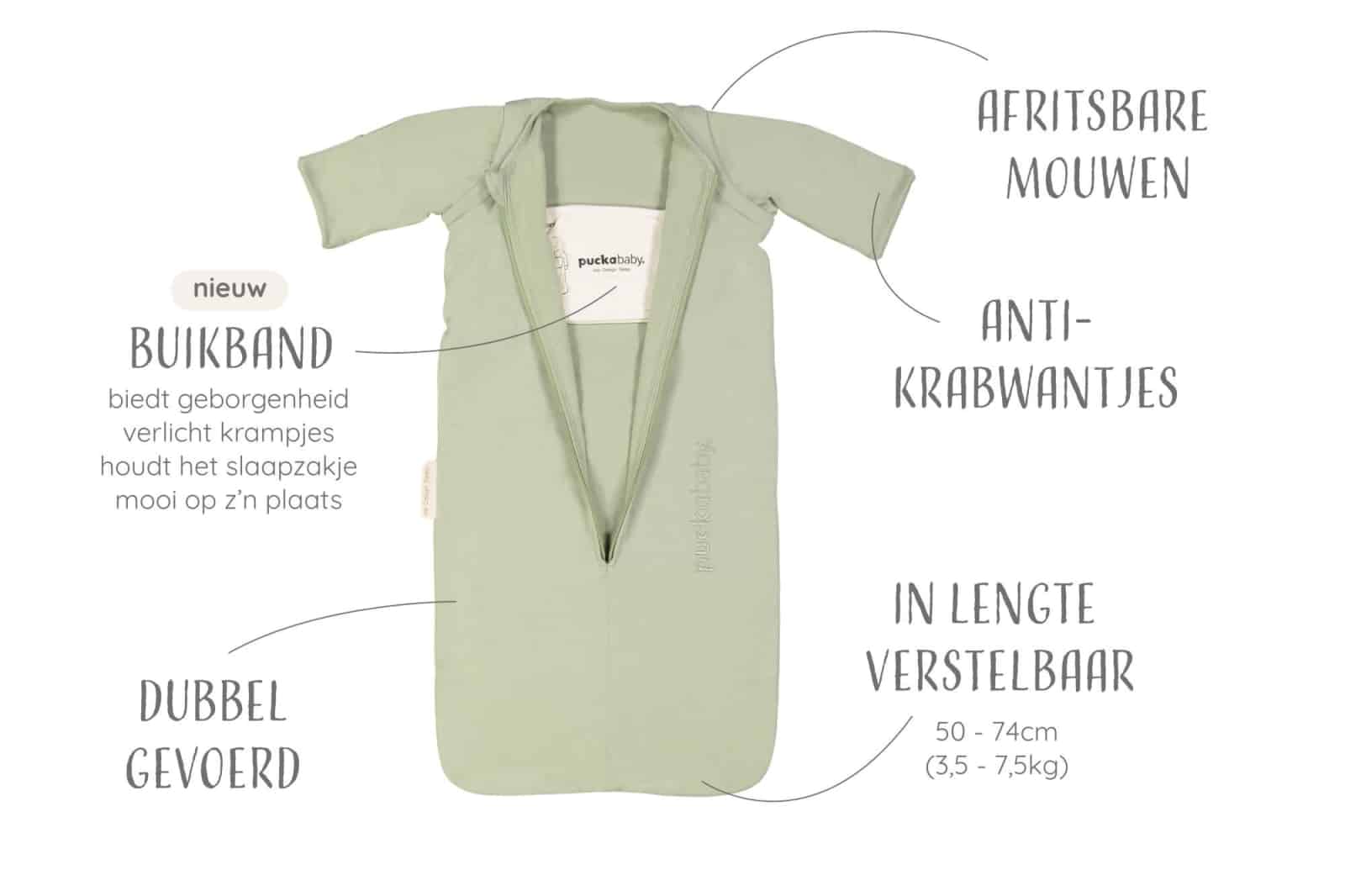 Puckababy - The Bag Newborn < 6 M | 70 CM - Cotton - Olive