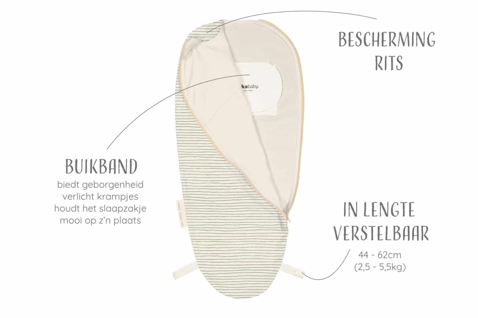 Puckababy - The Original - Piep - 0/3 M - Cotton - Green Stripes