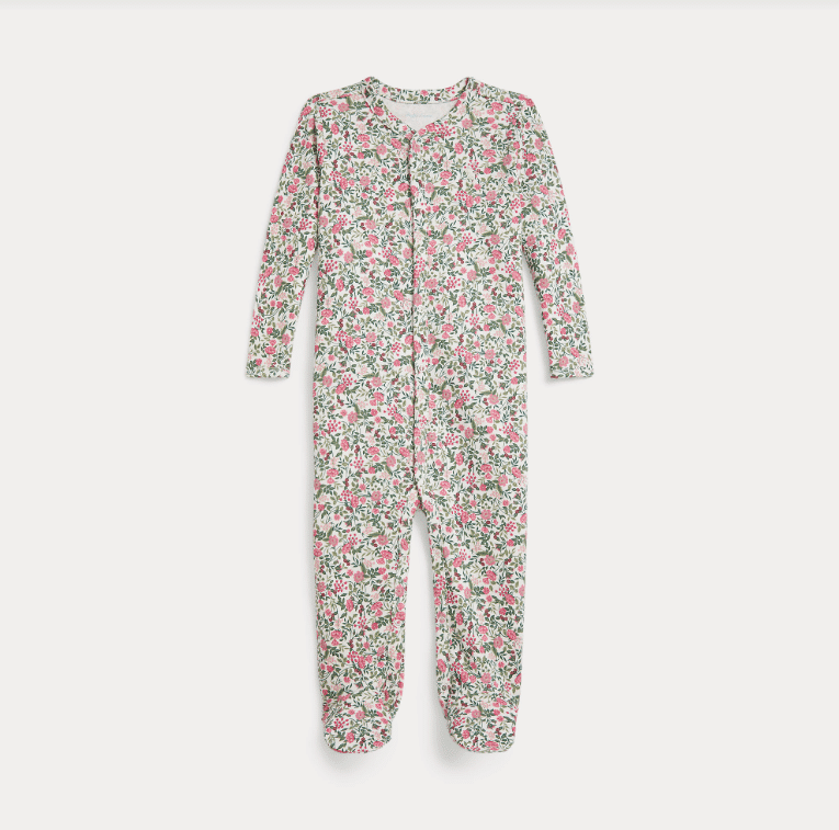 Ralph Lauren - Floral Cotton Interlock Footed Coverall - Pink