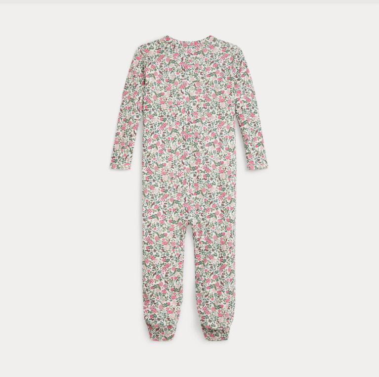 Ralph Lauren - Floral Cotton Interlock Footed Coverall - Pink
