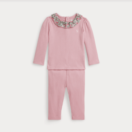 Ralph Lauren - Ribbed Cotton Top & Legging Set - Pink