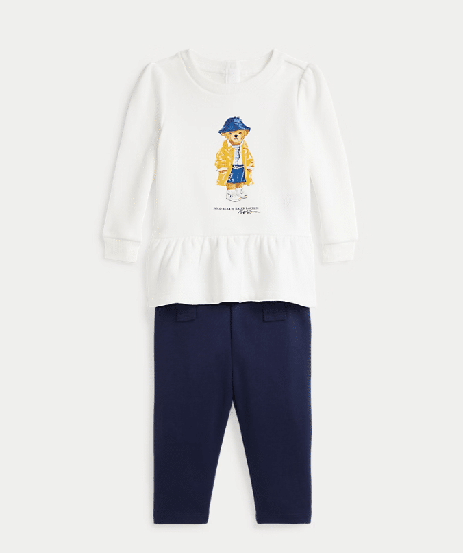 Ralph Lauren - Sweatshirt en legging met Polo Bear - Paper white
