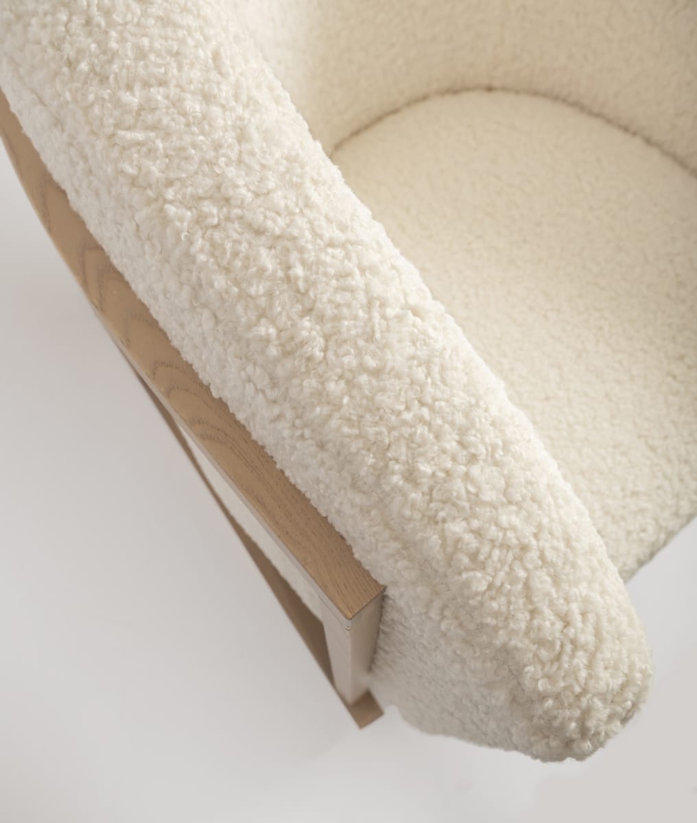 Rocking Seats - Cruz Rocker TEDDY - Off-white Teddy, natural legs