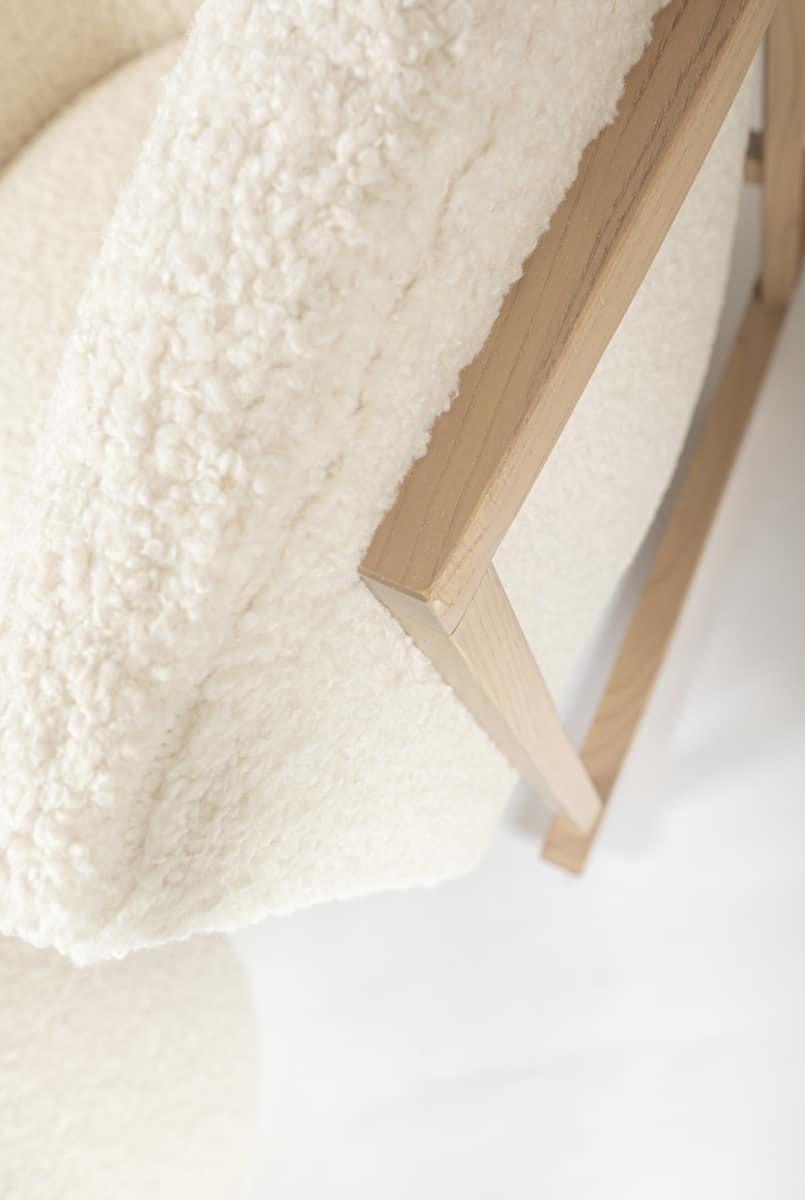 Rocking Seats - Cruz Rocker TEDDY - Off-white Teddy, natural legs