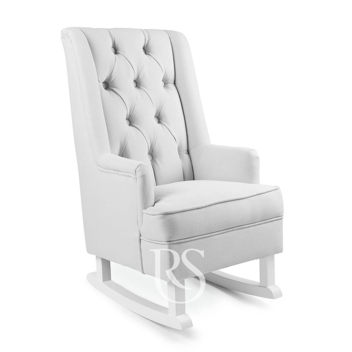 Rocking Seats - Kids Schommelstoel Royal Rocker Silver Grey. White Legs