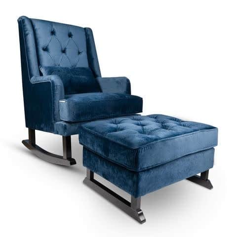 Rocking Seats - Royal Footstool velvet petrol blue, black legs