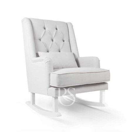 Rocking Seats - Schommelstoel Royal Rocker Silver Grey. White Legs