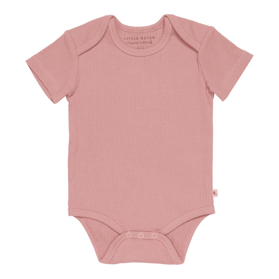 Romper korte mouw Rib Vintage Pink