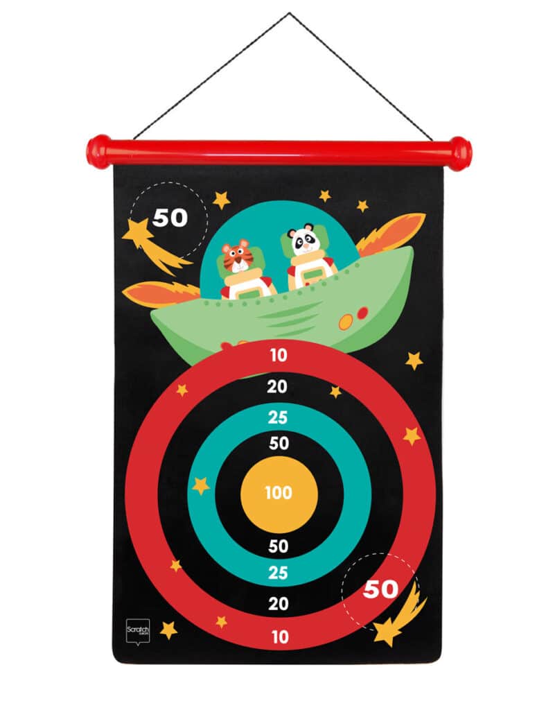 Scratch  - Active Play: MAGNETISCHE DARTS Astronaut 36x55cm, 2-zijdig bedrukt, in tube, 5+