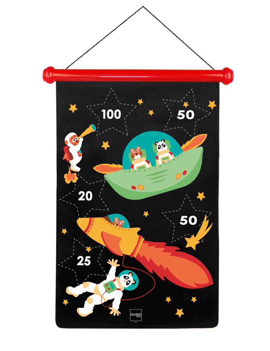 Scratch  - Active Play: MAGNETISCHE DARTS Astronaut 36x55cm, 2-zijdig bedrukt, in tube, 5+