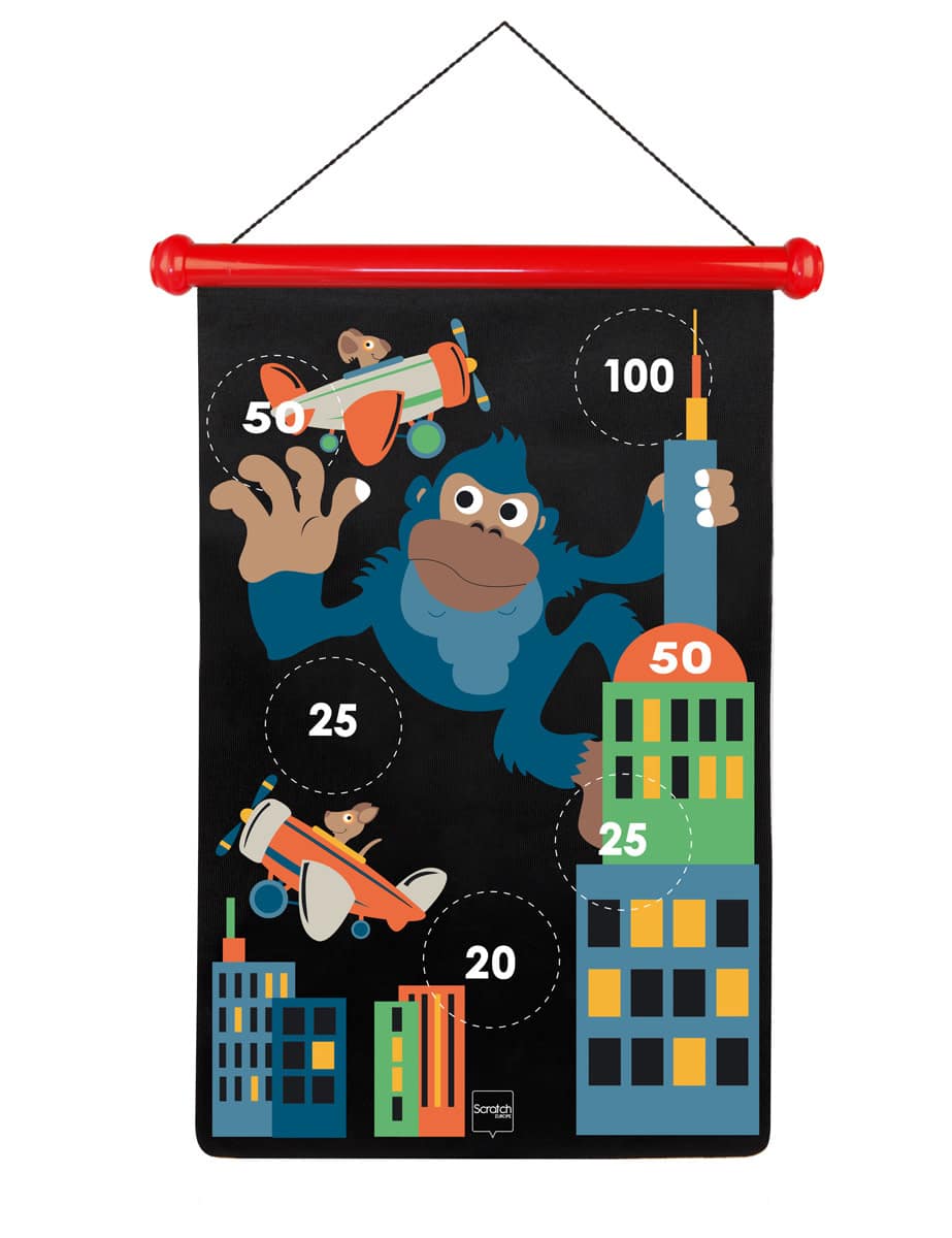 Scratch  - Active Play: MAGNETISCHE DARTS Monkeytown 36x55cm, 2-zijdig bedrukt, in tube, 5+