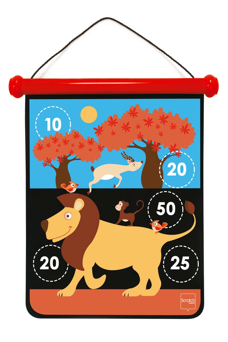 Scratch  - Active Play: MAGNETISCHE DARTS medium / Safari 40x31cm, 2-zijdig bedrukt, in tube, 5+