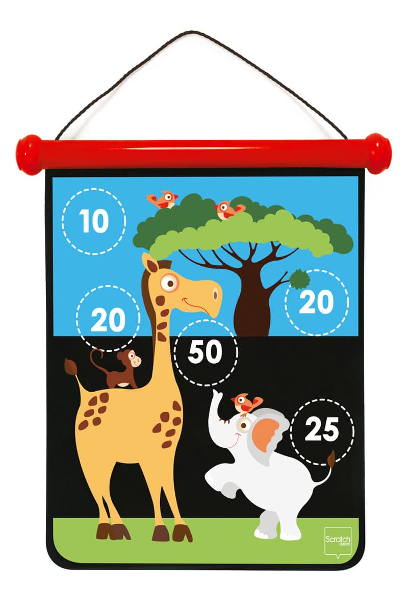 Scratch  - Active Play: MAGNETISCHE DARTS medium / Safari 40x31cm, 2-zijdig bedrukt, in tube, 5+